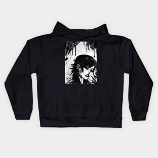 Obsidian Dreams: Black and White Artistry for Alternative Souls Kids Hoodie